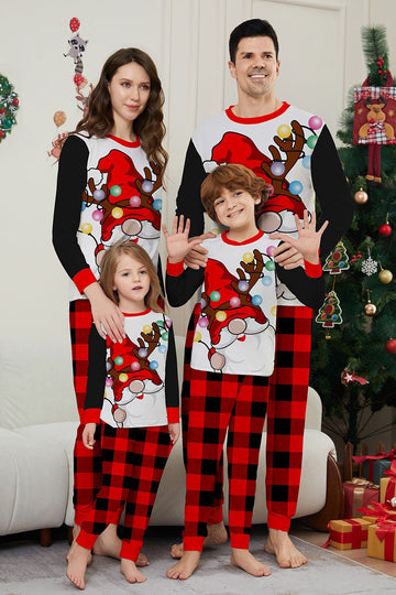 Black Red Santa Printed Plaid Pants Christmas Family Matching Pajamas
